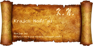 Krajcs Noémi névjegykártya